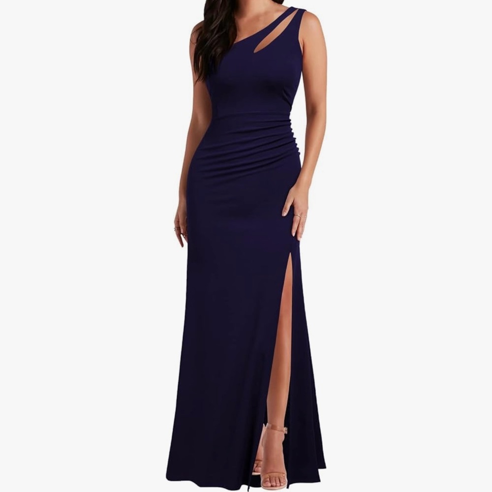 WOOSEA Women’s One Shoulder Sleeveless Bodycon Mermaid Evening Cocktail Dress